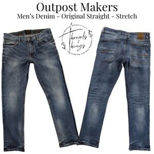 Outpost Makers Jeans Mens 34 Original Straight Stretch Denim Western Cowboy y2k